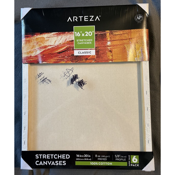 ARTEZA Canvases‎ for Painting, Pack of 6, 16 x 20 Inches, Blank - Picture 1 of 6
